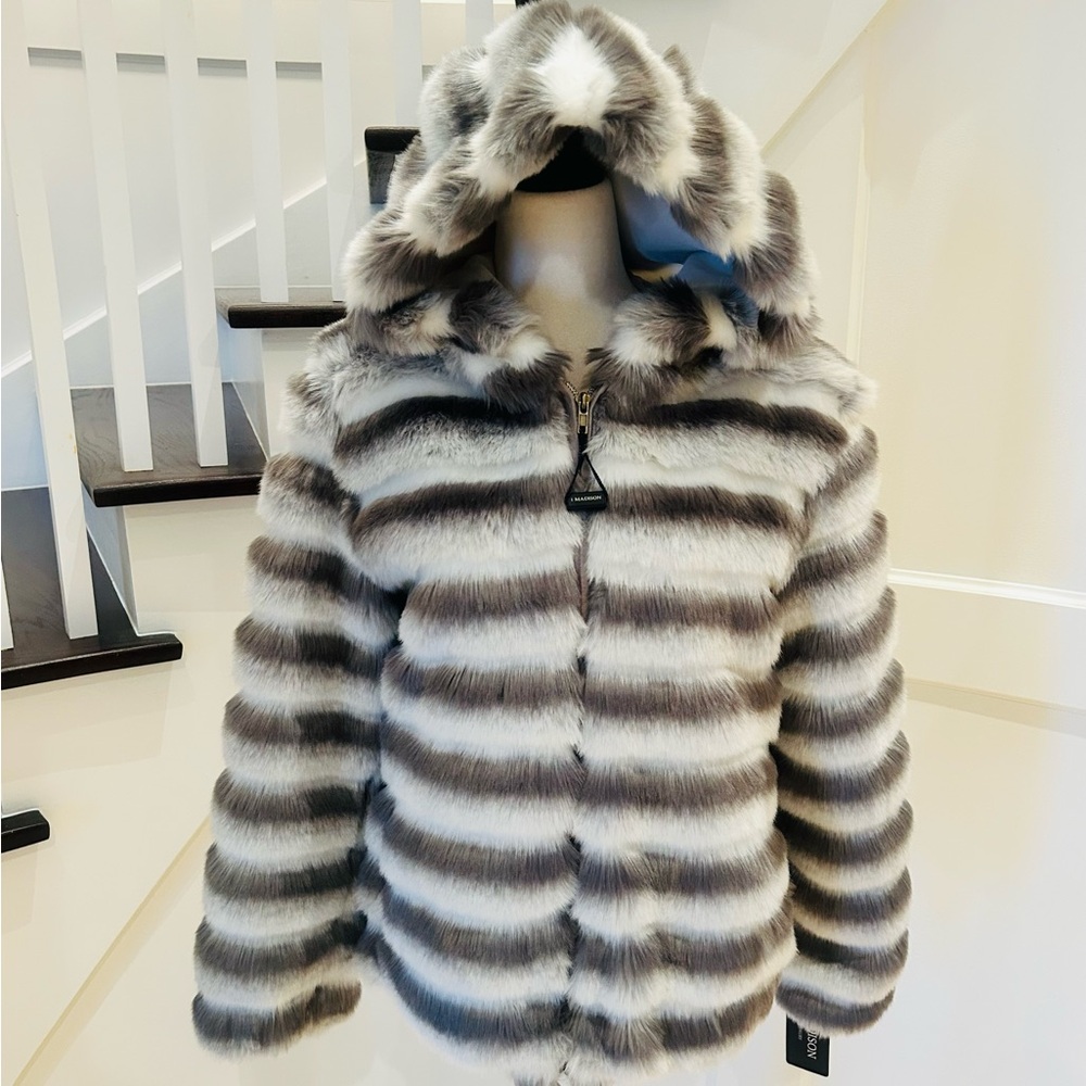 NWT! Luxe Faux Fur Hooded Jacket